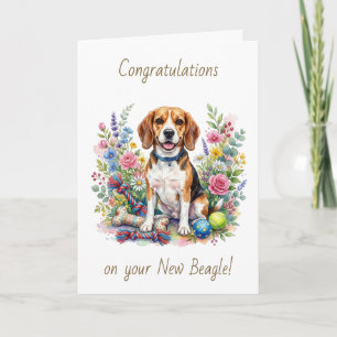 Tarjeta Felicidades por tu nuevo Beagle