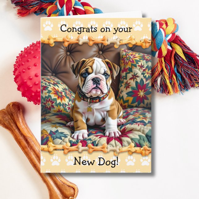 Tarjeta Felicidades por tu nuevo cachorro de Bulldog  (Subido por el creador)