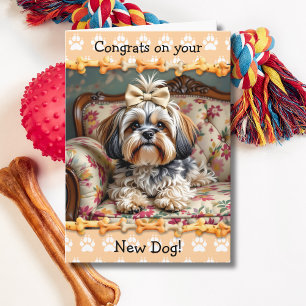 Tarjeta Felicidades por tu nuevo perro Lhaso Apso