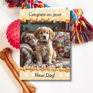 Tarjeta Felicidades por tu nuevo perro Retriever Dorado 