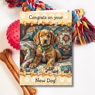 Tarjeta Felicidades por tu nuevo perro Setter Irlandés 