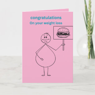 Tarjeta Felicidades por tu pérdida de peso divertido rosa