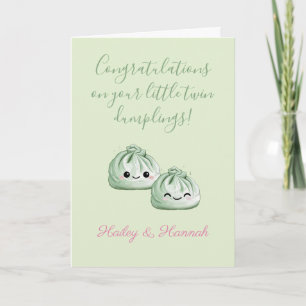 Tarjeta Felicidades por tus dumplings, bebés gemelos