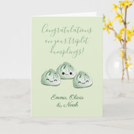 Tarjeta Felicidades por tus trillizos, adorables bollitos 