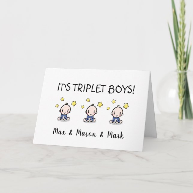 Tarjeta Felicidades Por Tus Trillizos, Personalizado (Anverso)