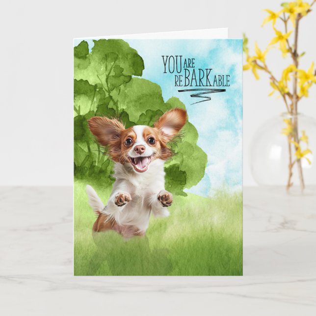 Tarjeta Felicidades reBARKable Cavalier King Charles (flor amarilla)