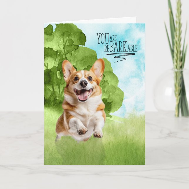 Tarjeta Felicidades reBARKable Perro Corgi Galés (Anverso)