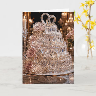 Tarjeta Felicidades recién casados Tarta de cristal