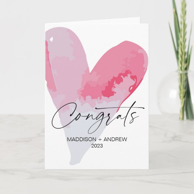 Tarjeta Felicidades Regalo de Boda Compromiso Corazón (Anverso)
