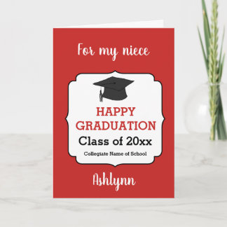 Tarjeta Felicidades Rojas Sobrina Graduación