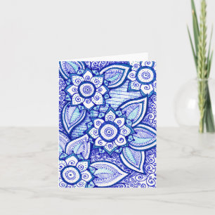 Tarjeta Felicidades Royal Blue Damask Mandala Indio
