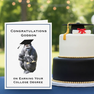 Tarjeta Felicidades Sobrino Licenciado Gorila Divertido