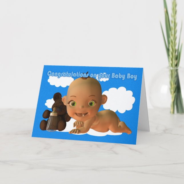 Tarjeta Felicidades Un niño bebé hermoso (Anverso)