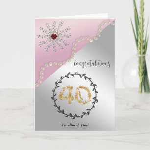 Tarjeta Felicita a amigos por su 40º aniversario de bodas
