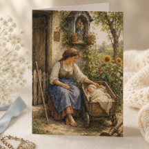 Felicitación Católica Vintage para Nuevo Bebé