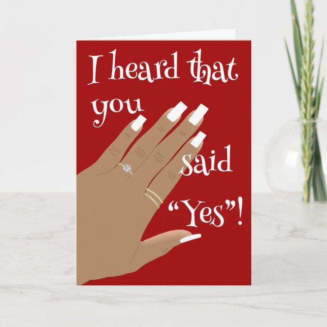 Tarjeta Felicitación de compromiso de rojo y blanco (Anverso)