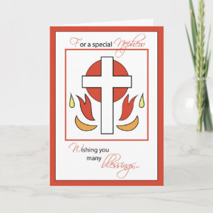 Tarjeta Felicitación de Confirmación Sobrino Fuego Cruzado