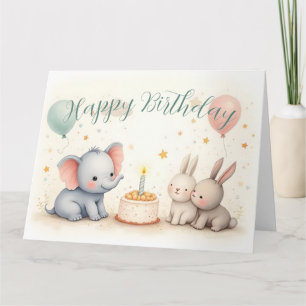 Tarjeta Felicitación de cumpleaños adorable con amigos ani