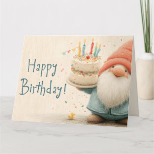 Tarjeta Felicitación de cumpleaños caprichosa: Gnomo soste