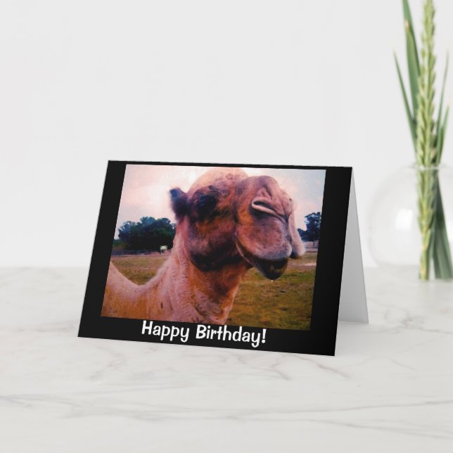 Tarjeta Felicitación de cumpleaños con camello baboso (Anverso)