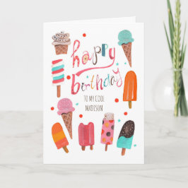 Tarjeta Felicitación de cumpleaños con paletas y helados