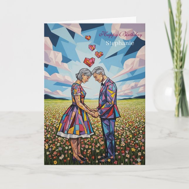 Tarjeta Felicitación de cumpleaños conmovedora con pareja  (Anverso)