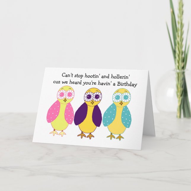 Tarjeta Felicitación de cumpleaños de búho lindo (Anverso)
