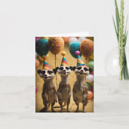 Tarjeta Felicitación de cumpleaños de Meerkats con balones