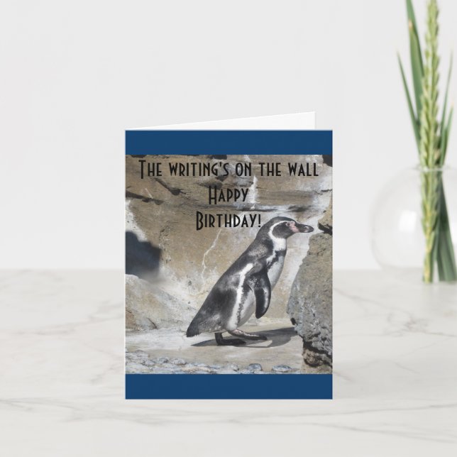 Tarjeta Felicitación de cumpleaños del pingüino genial (Anverso)