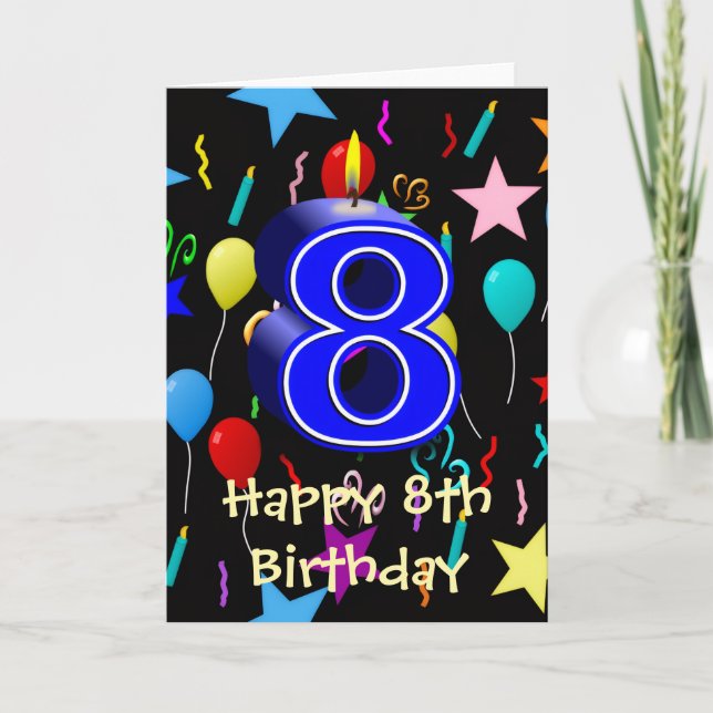 Tarjeta Felicitación de cumpleaños número 8 (Anverso)