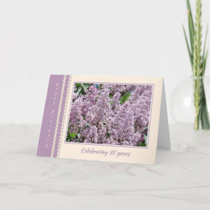 Tarjeta Felicitación de Flores Lilac cumpleaños 95