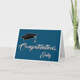 Tarjeta Felicitación de graduación azul simple moderna