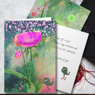 Tarjeta Felicitación de graduación de flores y pájaros cap