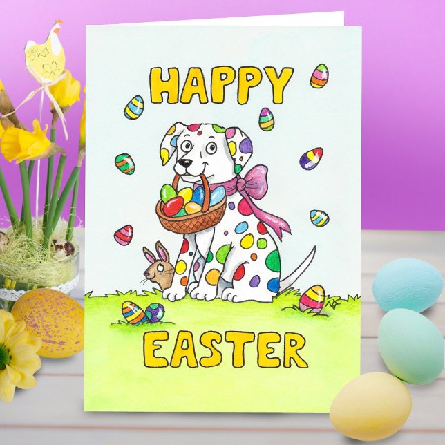 Tarjeta Felicitación de Pascua dalmata feliz (Subido por el creador)