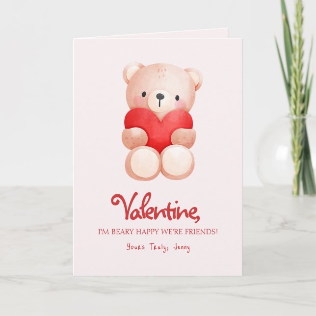 Tarjeta Felicitación de San Valentín Feliz y adorable de B (Anverso)