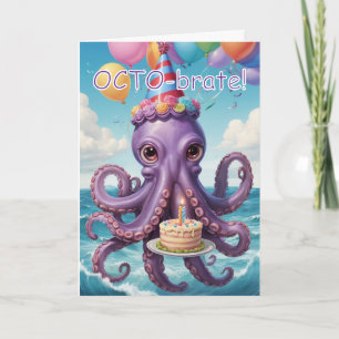 Tarjeta Felicitación divertida de cumpleaños de pulpo - Oc
