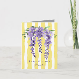 Tarjeta Felicitación elegante acuarela floral Amarillo