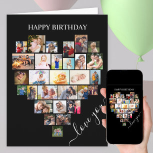 Tarjeta Felicitación en forma de corazón con fotos Colage