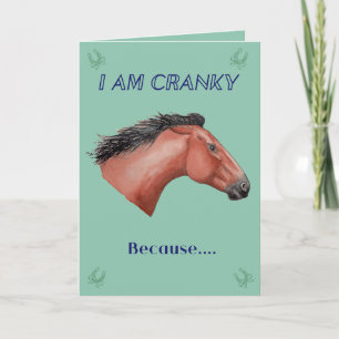Tarjeta Felicitación Tardía de Cumpleaños Caballo Gruñón A