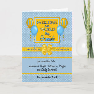 Tarjeta Felicitaciones a Blue Recién nacido Boy Gemini