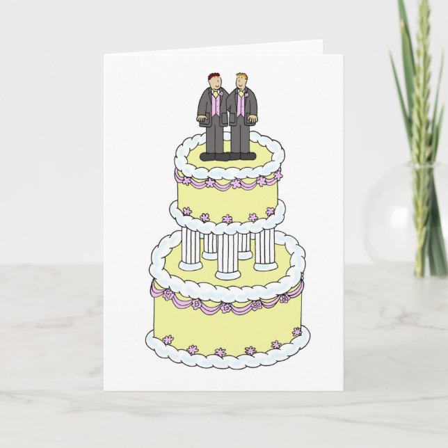 Tarjeta Felicitaciones a Boda de pareja gay masculina (Anverso)
