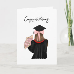 Tarjeta Felicitaciones a Chica Graduado de Brown Hair Coqu