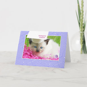 Tarjeta Felicitaciones a Cute Kitty Kindergarten Graduatio