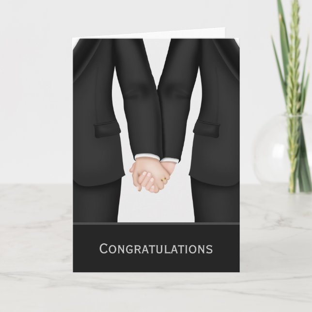 Tarjeta Felicitaciones a dos Grooms en el juicio Boda (Anverso)
