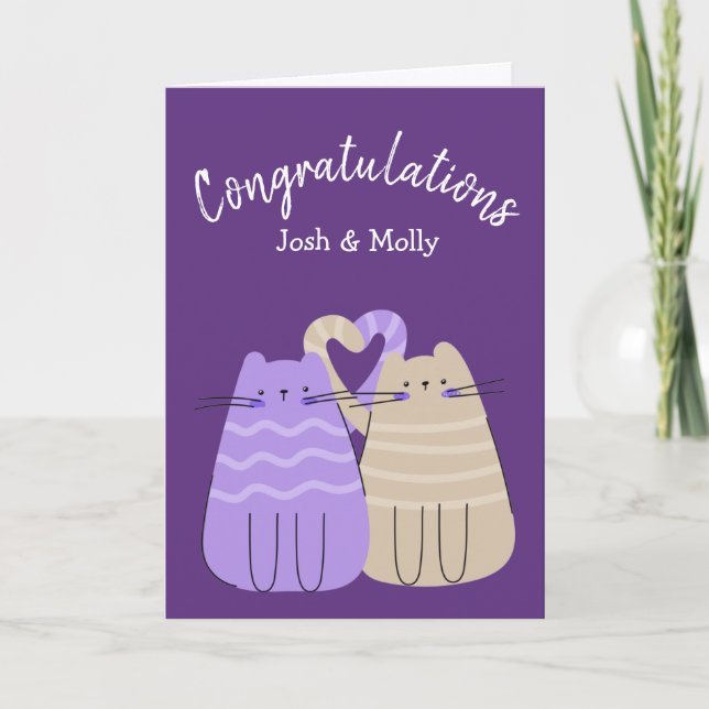 Tarjeta Felicitaciones a gatos recién casados por el morad (Anverso)