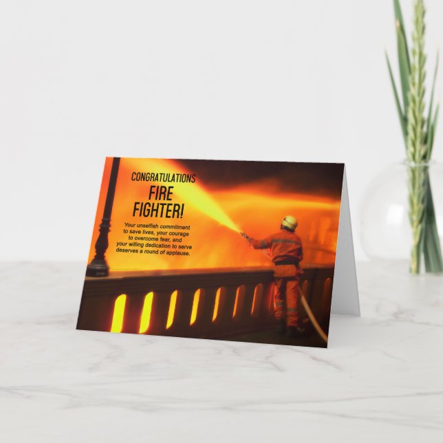 Tarjeta Felicitaciones a graduado de bomberos (Anverso)