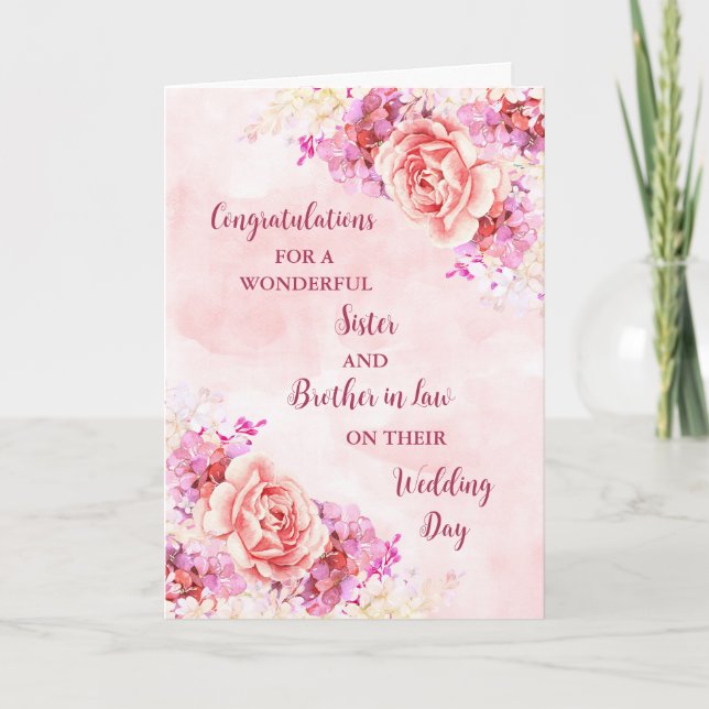 Tarjeta Felicitaciones a Hermana y Boda de Derecho (Anverso)