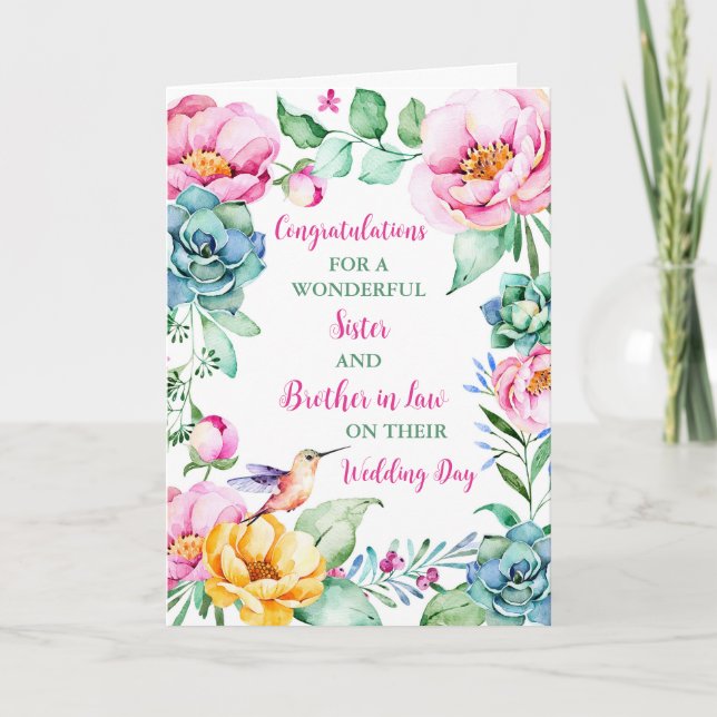 Tarjeta Felicitaciones a Hermana y Hermano en Derecho (Anverso)