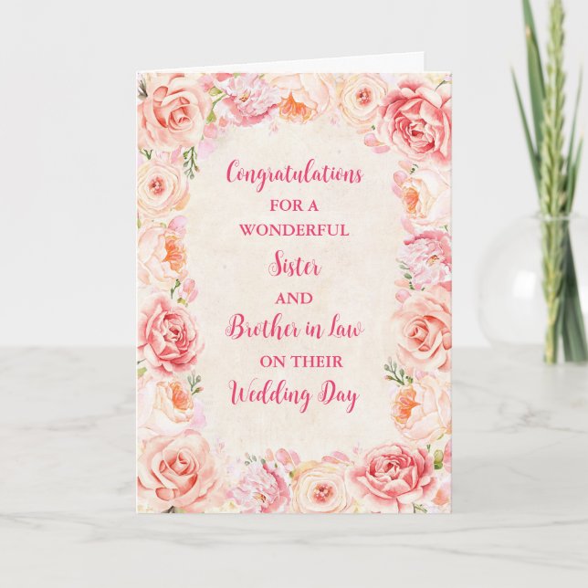 Tarjeta Felicitaciones a Hermana y Hermano en Derecho (Anverso)