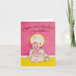 Tarjeta Felicitaciones a la bebé vintage
